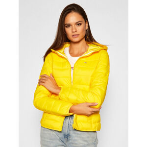 Tommy Jeans dámská žlutá prošívaná bunda s kapucí